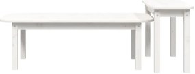 2 pcs conjunto de mesas de centro pinho maciço branco
