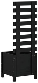 Vaso de jardim c/ suporte 39x39,5x114 cm pinho maciço preto
