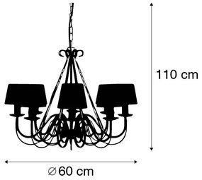 Lustre creme 60cm abajures cinza - GIUSEPPE 8 Clássico / Antigo,Country / Rústico