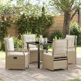 vidaXL Conjunto de Jantar de Jardim 5 Peças Bege Rattan Polimérico