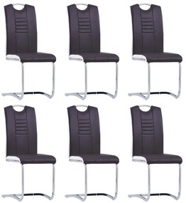 vidaXL Cadeiras de jantar cantilever 6 pcs couro artificial castanho
