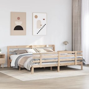 vidaXL Estrutura de cama com cabeceira 200x200 cm pinho maciço