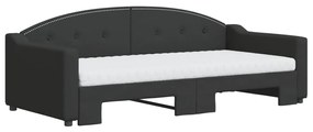 Sofá-cama com gavetão e colchões 90x190 cm tecido preto