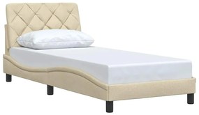 Estrutura de cama sem colchão 90x190 cm tecido creme