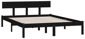 Estrutura cama pequena casal UK 120x190 cm pinho maciço preto