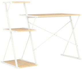 Secretária com prateleira 116x50x93 cm branco e carvalho