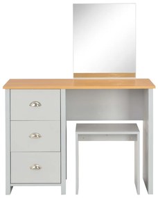 Toucador com espelho e banco 104x45x131 cm cinzento