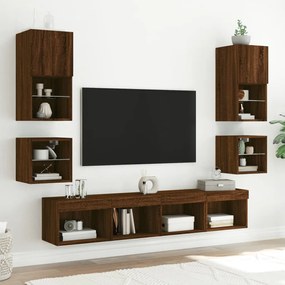 Móvel parede p/ TV c/ luzes LED 30x28,5x30cm carvalho castanho