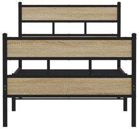 Estrutura de cama sem colchão 100x190 cm metal carvalho sonoma