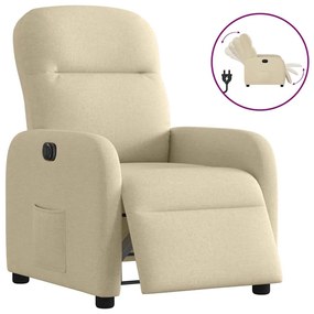 vidaXL Poltrona reclinável elétrica tecido cor creme