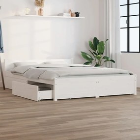 Estrutura de cama com gavetas 135x190 cm 4FT6 casal branco