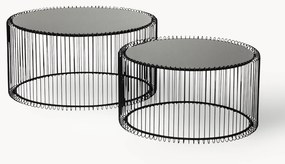 Mesa de centro com tampo de vidro Wire, conjunto de 2