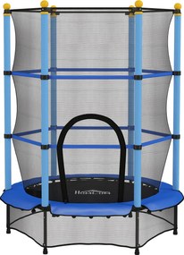 HOMCOM Trampolim para Crianças com Rede de Segurança e Estrutura de Aço para Interiores e Exteriores Carga 50kg Ø140x190 cm Azul | Aosom Portugal