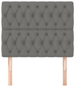 Cabeceira de cama 2 pcs tecido 90x7x78/88 cm cinzento-escuro