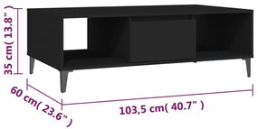 Mesa de centro 103,5x60x35 cm derivados de madeira preto