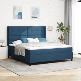 Cama Box Spring vidaXL com Colchão Azul 180x200 cm Tecido