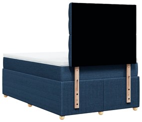 Cama boxspring com colchão 120x190 cm tecido azul