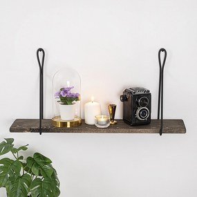 Prateleira de Parede Amaryllis – Preto e Nogueira Escura – 60x27x15 cm