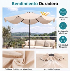 Guarda-Sol de Jardim 270 cm (BASE NÃO INCLUIDA) , Inclinação Bidirecional de 30°, Bege