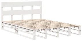 Cama sem colchão 140x190 cm madeira de pinho maciça branco