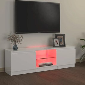 Móvel de TV com luzes LED 120x30x35,5 cm branco brilhante