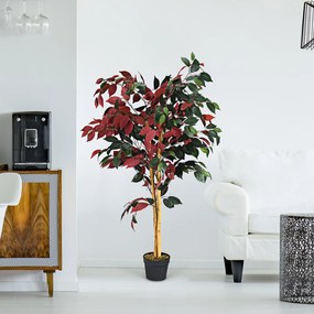 Planta de Ficus Artificial Decorativa com Cimento para Sala de Espera do Escritório em Casa 120 cm