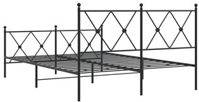 Estrutura de cama com cabeceira e pés 137x190 cm metal preto