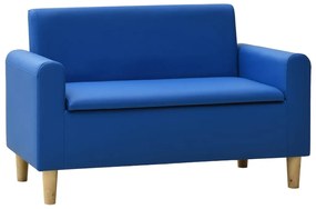 vidaXL Sofá infantil de 2 lugares couro artificial azul