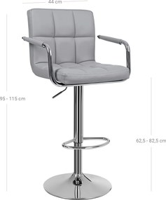 Conjunto 2 Bancos de bar com braço 44,5 x (95-115) x 38 cm cinzento