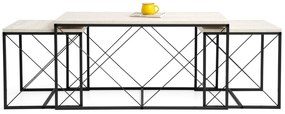 **** Conjunto de Mesas de Centro Defne – Preto Travertino – 100x52x50