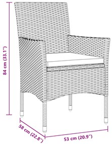 Conjunto de Jantar de Jardim 9 Peças Bege Rattan Poliéster