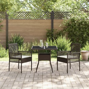 Conjunto de Jantar de 3 Peças Castanho Rattan Poliéster