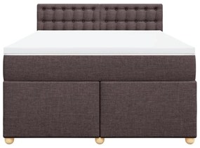 Cama com molas/colchão 160x200 cm tecido castanho-escuro