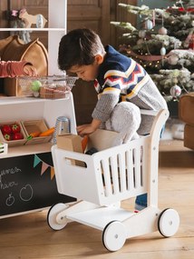 Carrinho de compras em madeira branco