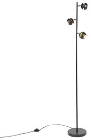 Candeeiro de pé moderno 3-luzes preto com interior dourado - Buell Deluxe