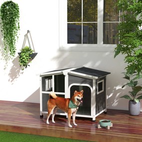 PawHut Casa para Cães de Madeira 101x66,5x70,5cm Casa para Animais de