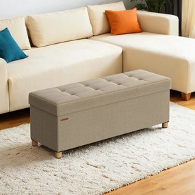 Banco com espaço de arrumação 38 x 110 x 40 cm castanho camelo
