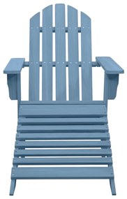 Cadeira Adirondack para jardim com otomano abeto maciço azul