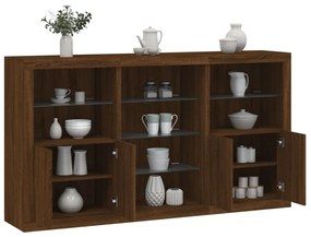 vidaXL Aparador com luzes LED 181,5x37x100 cm carvalho castanho