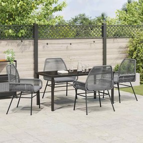 Conjunto de Jantar de Jardim 5 Peças com Almofadas Cinza