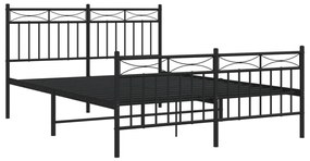 Estrutura de cama com cabeceira e pés 140x190 cm metal preto