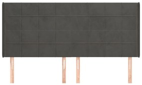 Cabeceira cama c/ abas veludo 183x16x118/128 cm cinzento-escuro