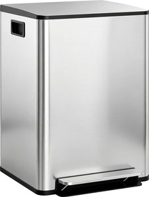 HOMCOM Balde de Lixo de Cozinha com 2 Compartimentos 2x30L Pedal Fechamento Suave e Cubo Amovível  Prata | Aosom Portugal