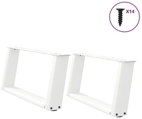 vidaXL Pés para mesa de centro em formato de U, 2 peças, branco, 70x(30-31) cm, aço