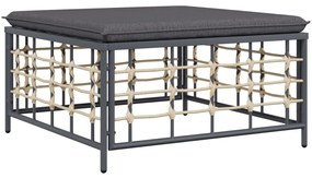 5 pcs conjunto lounge de jardim c/ almofadões vime PE antracite