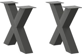 vidaXL Pés para mesa de centro em formato de X, 2 peças, antracite, 60x (42-43) cm, aço