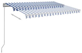 Toldo retrátil automático com postes 3x2,5 m azul e branco