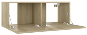 3 pcs conjunto móveis de TV derivados madeira carvalho sonoma