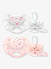 Lote de 2 chupetas ultramacias, 1ª idade Philips AVENT branco claro liso com motivo