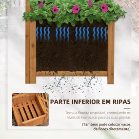 Floreira com Treliça de Madeira Caixa de Plantio com Suporte para Plan